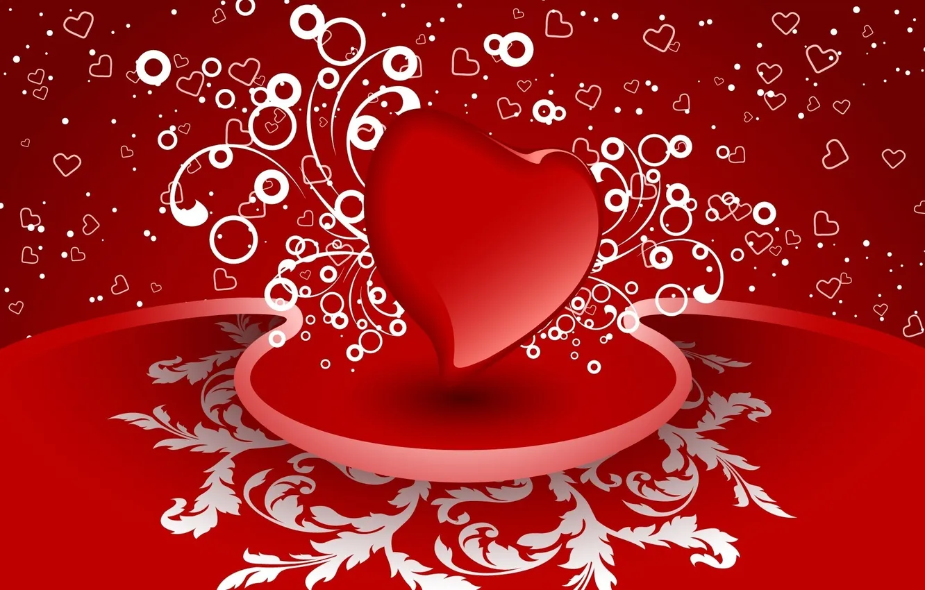 Фото обои узоры, Сердце, Heart, Красно-белый