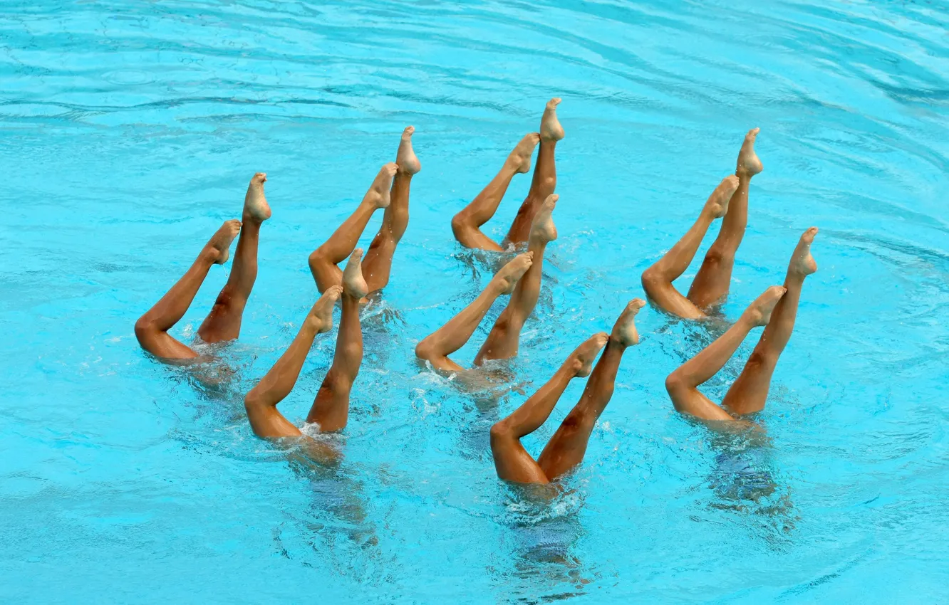 Фото обои вода, бассейн, ножки, плавание, синхронное плавание, фигурное плавание, водный балет