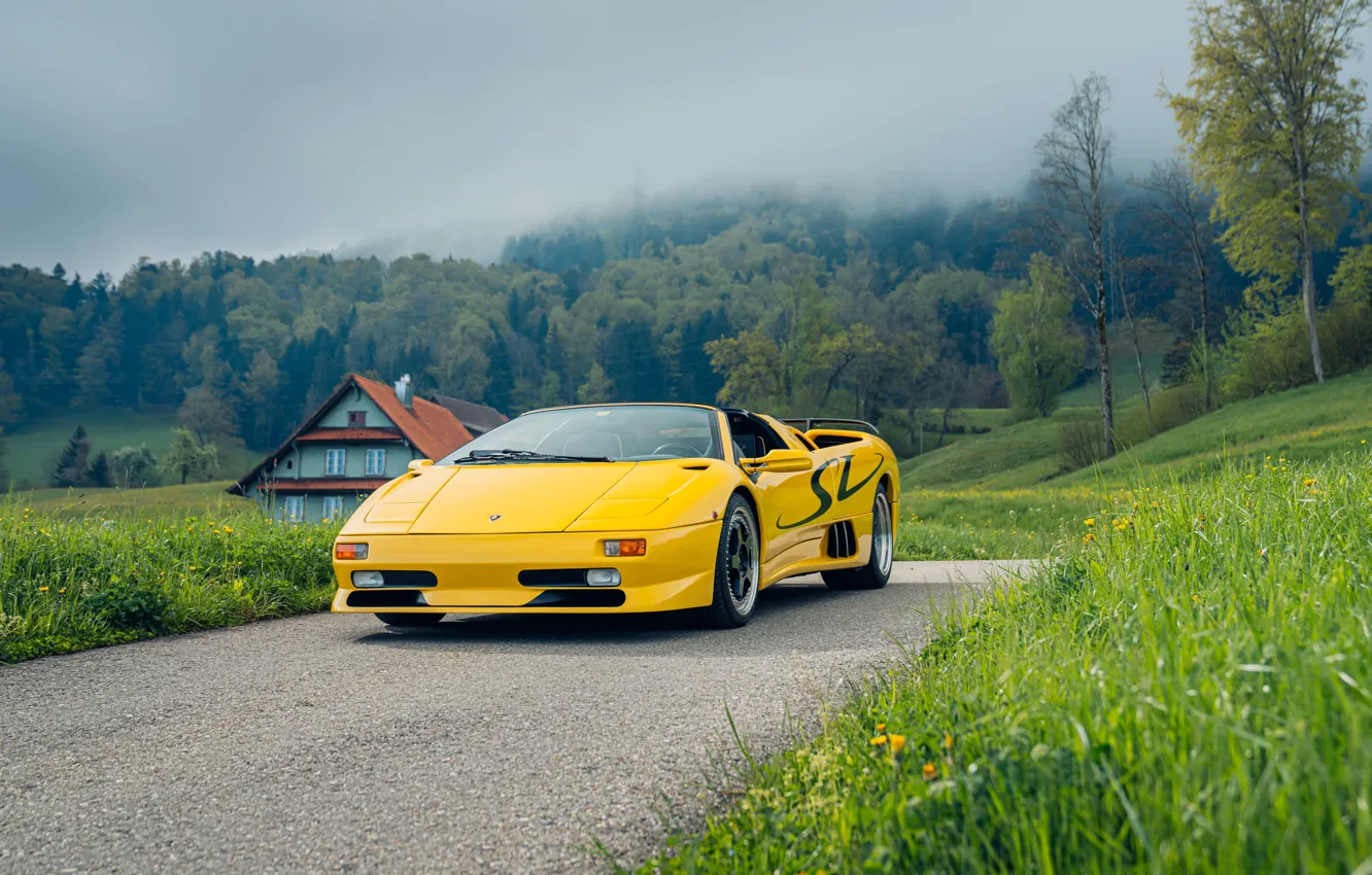 Фото обои Lamborghini, Diablo, 1998, front view, Lamborghini Diablo SV Roadster