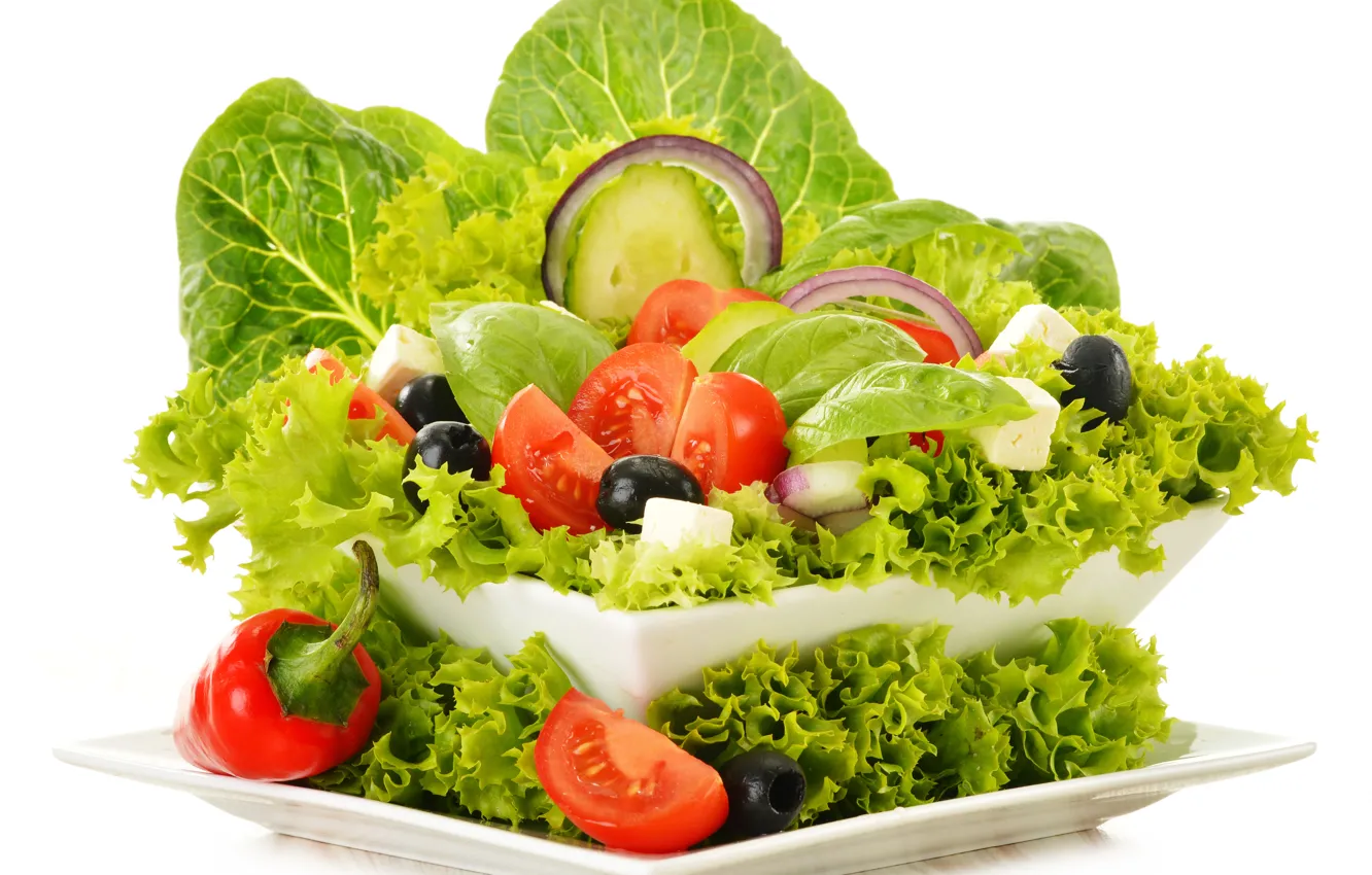 Фото обои зелень, овощи, vegetables, greens, овощной салат, vegetable salad