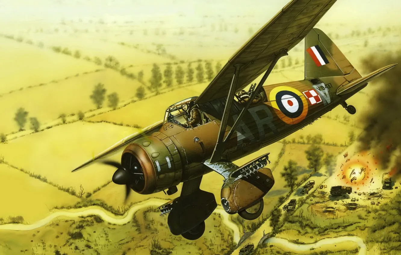 Фото обои Mk. III, британский легкий самолет, Westland Lysander, взаимодействия с сухопутными войсками