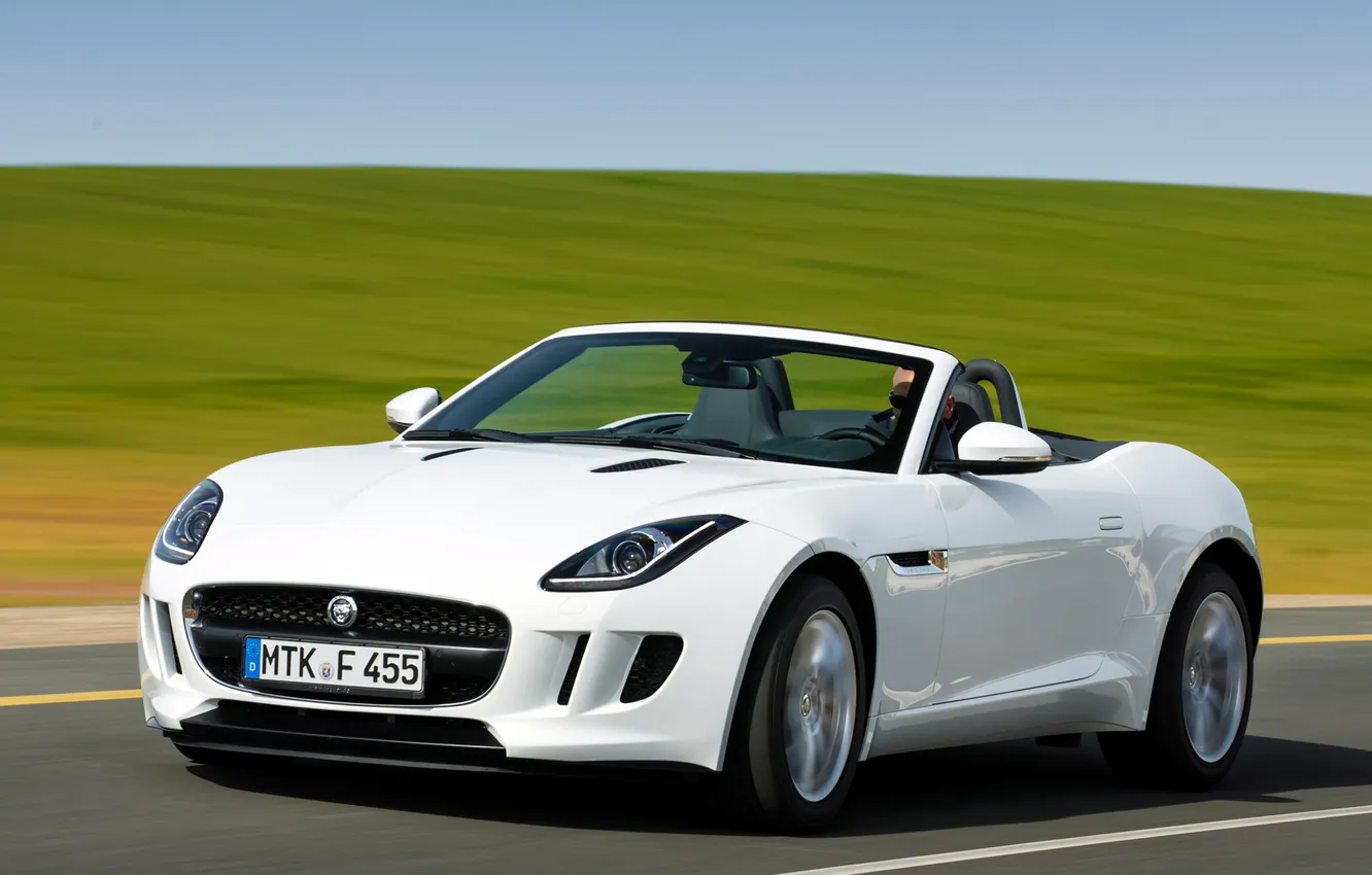 Фото обои дорога, белый, Jaguar, автомобиль, 2013, F-Type