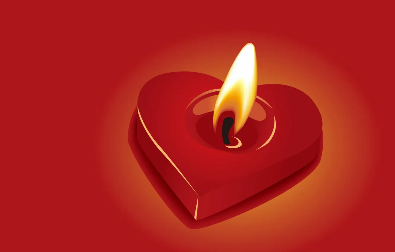 Фото обои сердце, свеча, День Святого Валентина