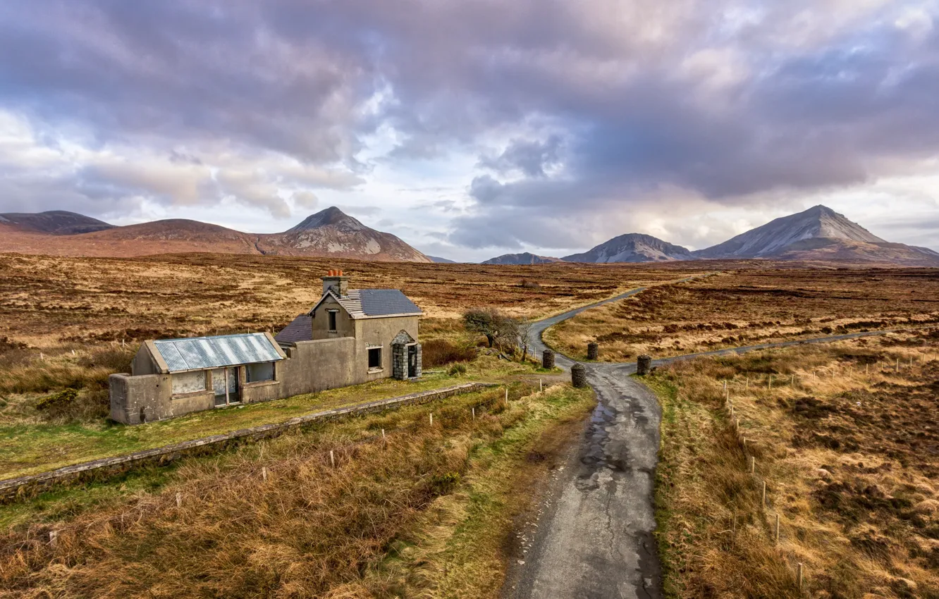 Фото обои горы, дороги, Ирландия, Donegal, Gortahork