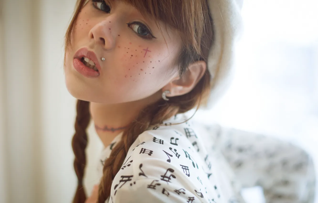 Фото обои взгляд, лицо, милашка