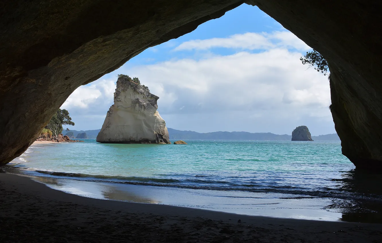 Фото обои море, камни, скалы, побережье, Новая Зеландия