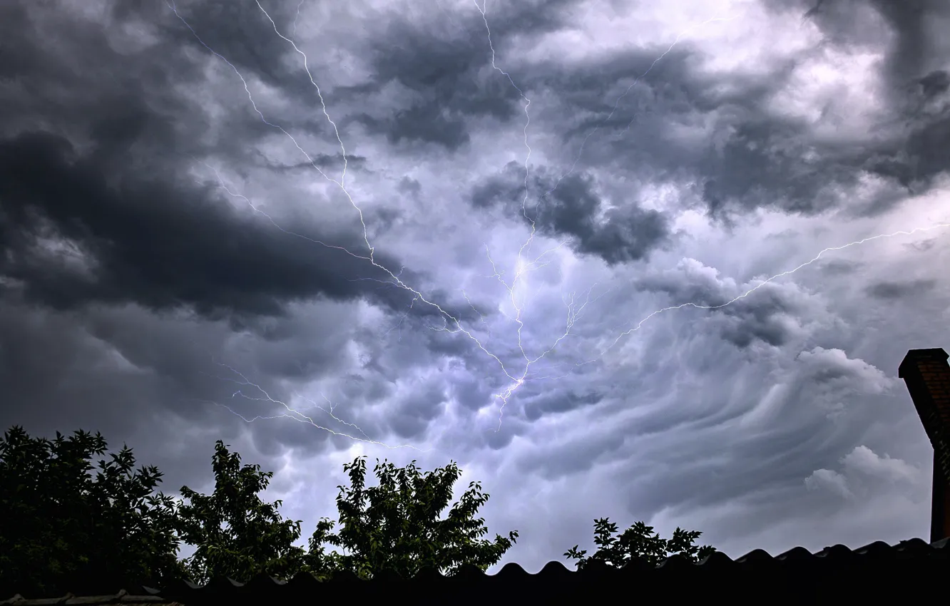 Фото обои dark, storm, rain, sky, lightning, cloud, clouds