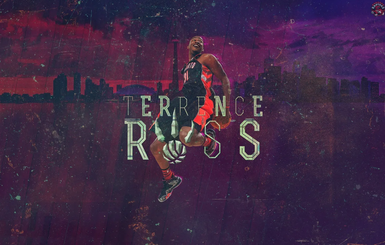 Фото обои Спорт, Баскетбол, Фиолетовый, NBA, Raptors, Slam Dunk, Игрок, Terrence Ross