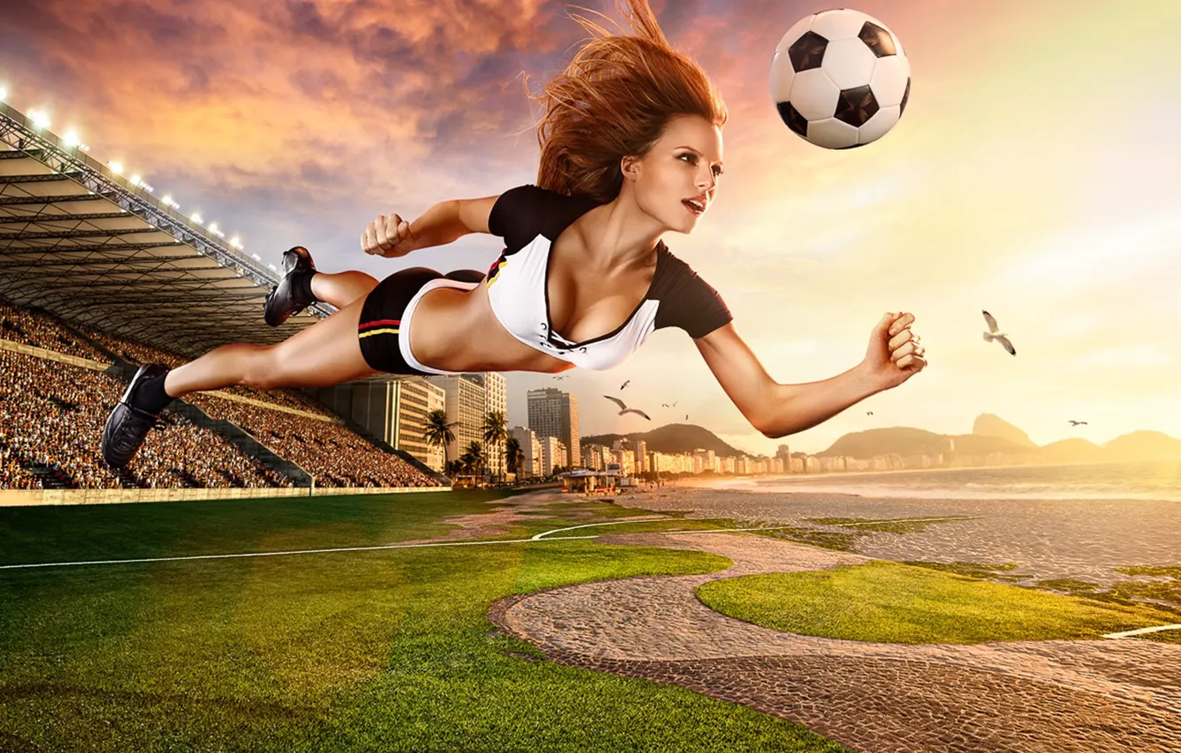 Фото обои полет, удар, футбольный мяч, 2014, Brazil World Cup