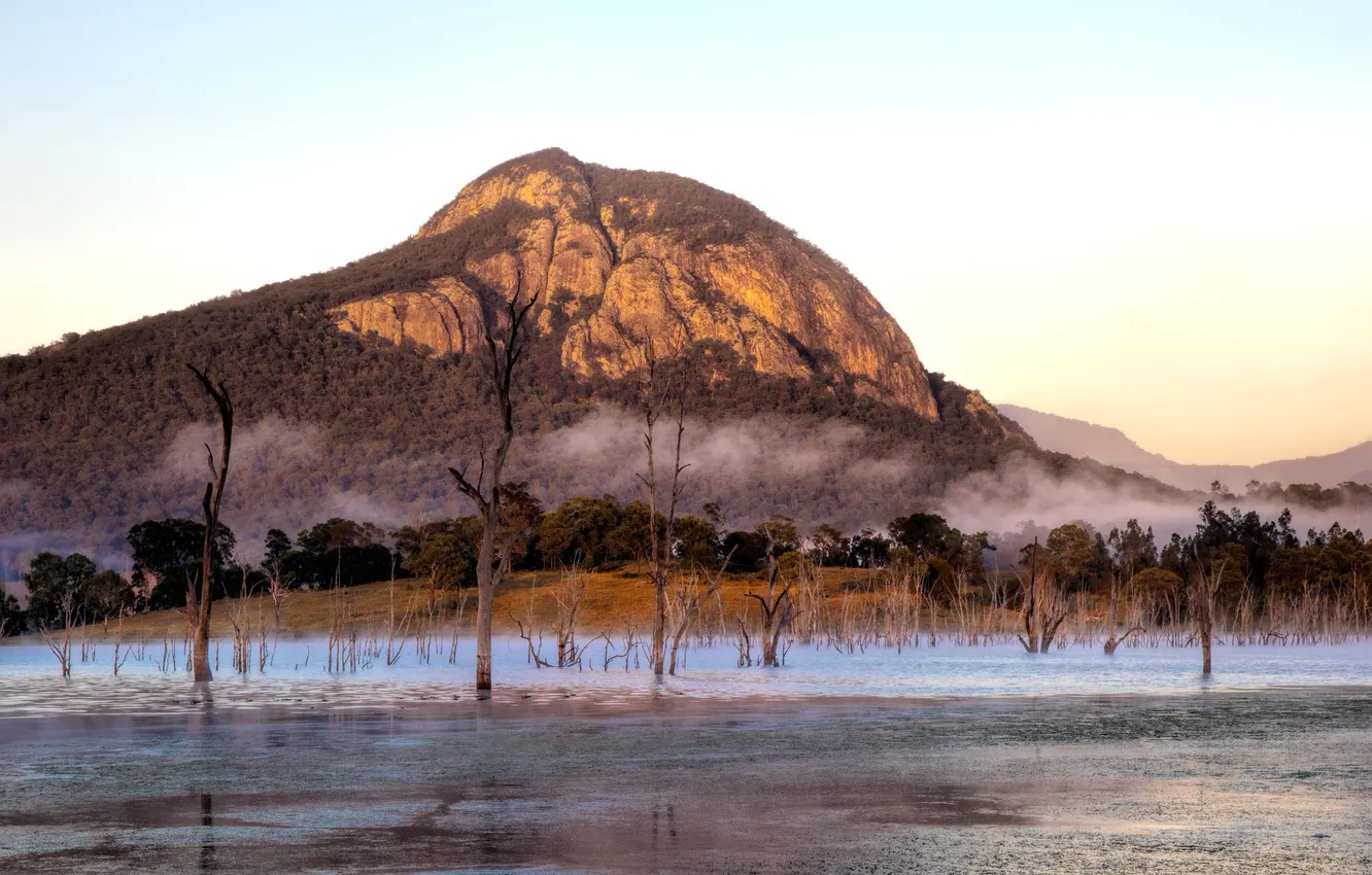 Фото обои mountain, Morning, Lake Moogerah