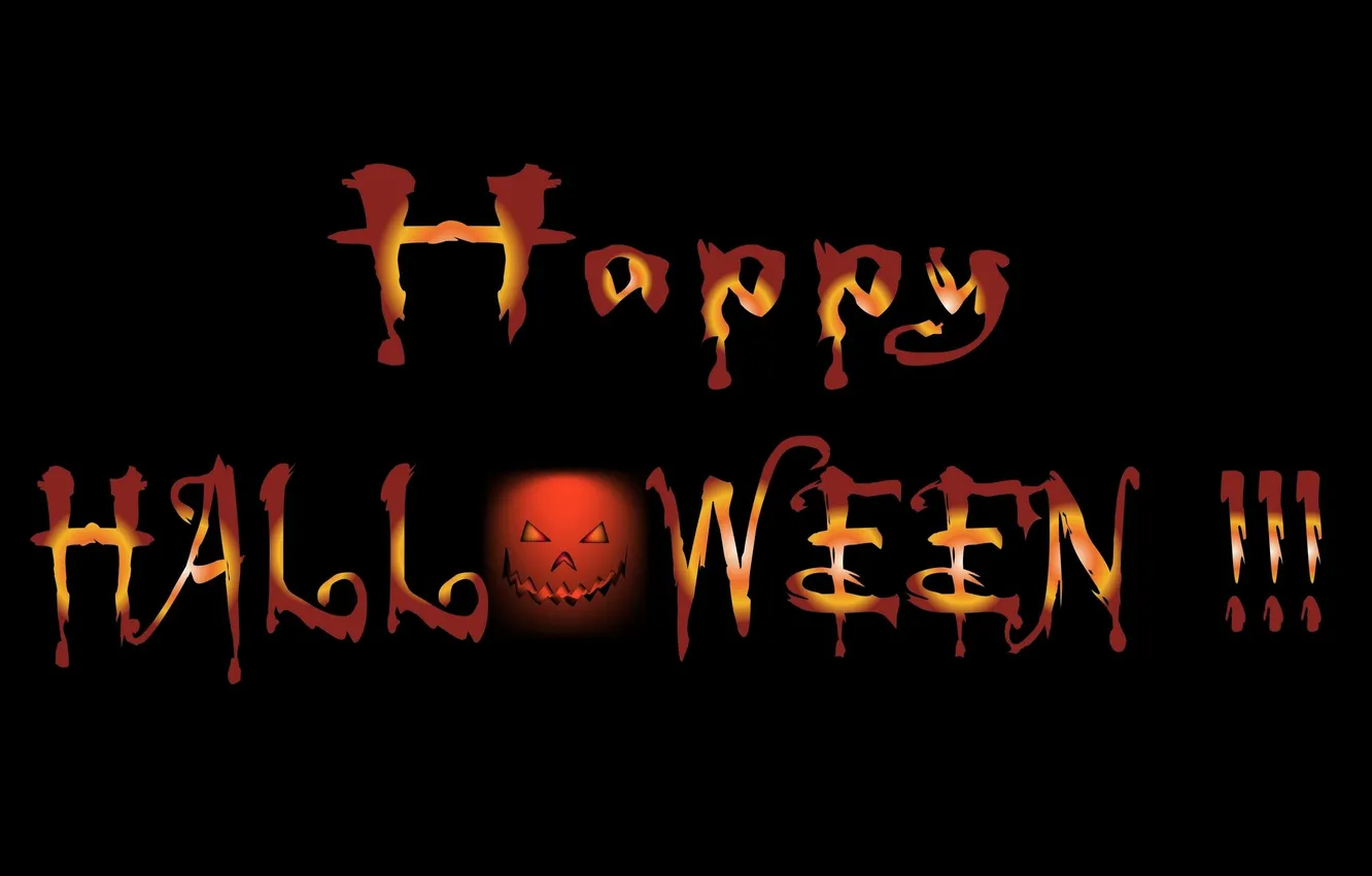 Фото обои праздник, Halloween, тыква, Хеллоуин, чёрный фон