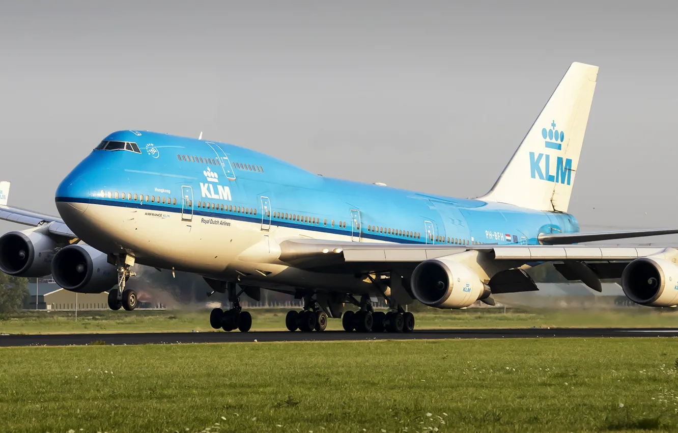 Фото обои Самолет, Лайнер, Boeing, Взлет, ВПП, Авиалайнер, Шасси, KLM