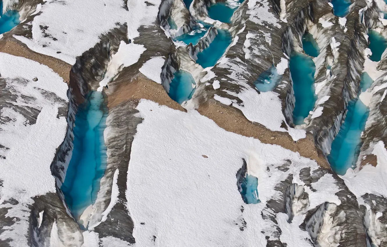 Фото обои снег, озеро, ледник, Аляска, США, Юкон