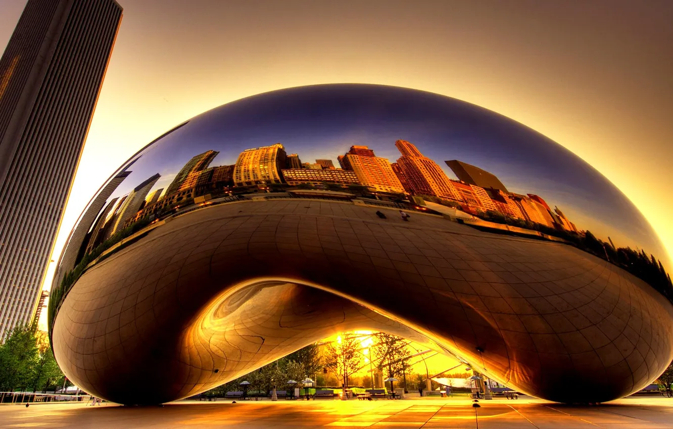 Фото обои Чикаго, США, скульптура, Аниш Капур, Облачные врата