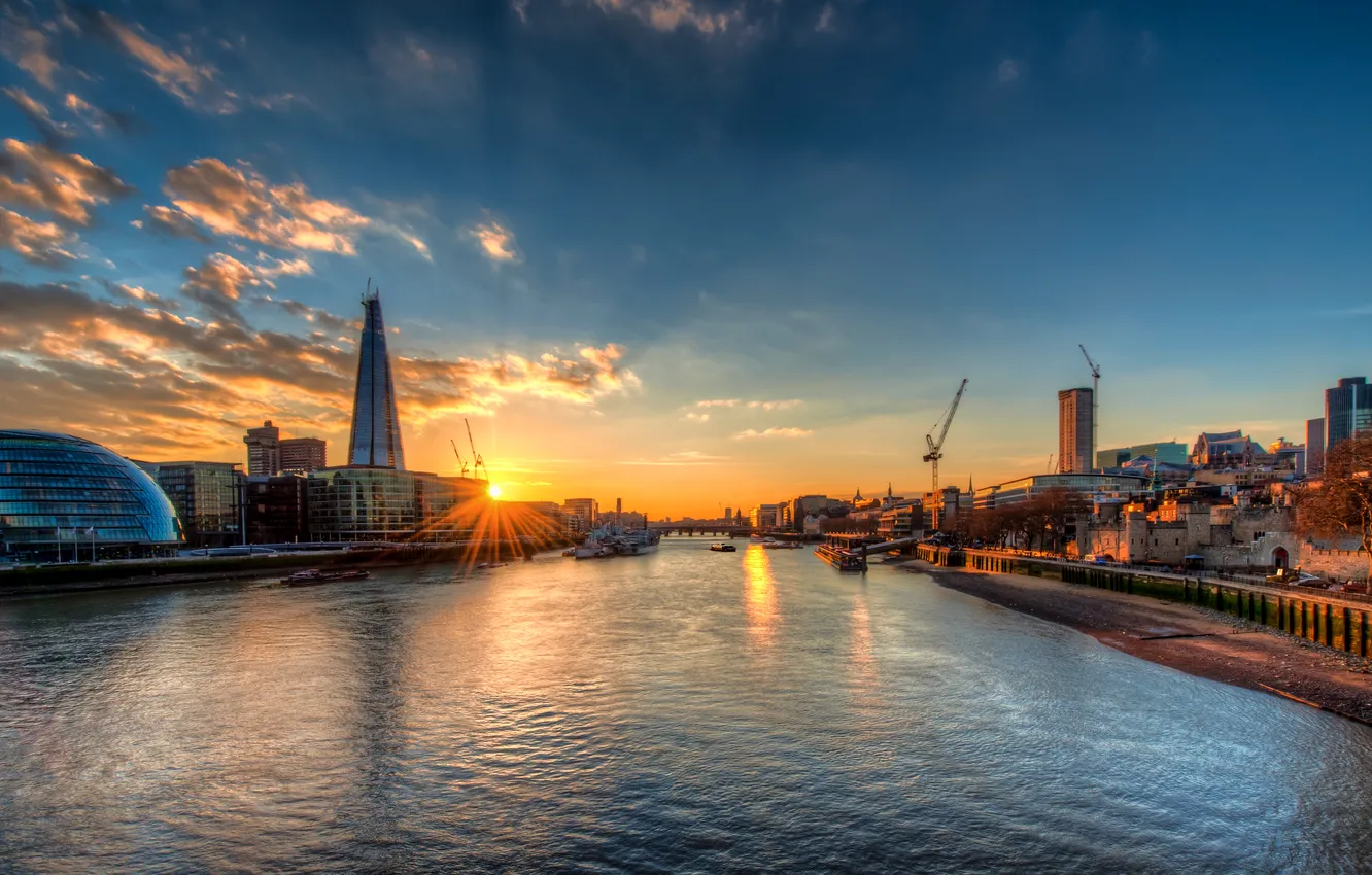 Фото обои закат, англия, лондон, london, sunset, england, Thames River
