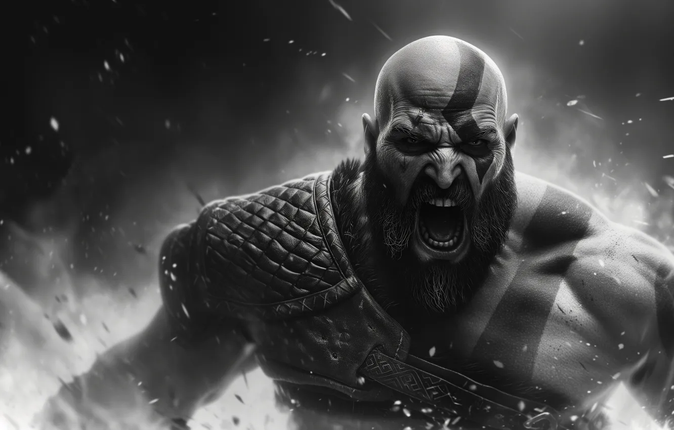 Фото обои god of war, kratos, sony, blow, man, cool, viking, spartan