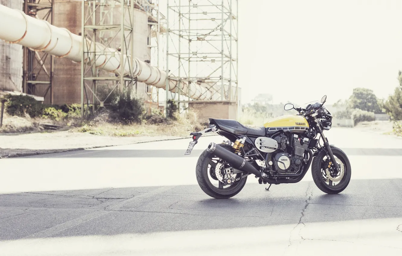Фото обои Yamaha, moto, style, yellow, industrial, sportclassic, Racer, 2016