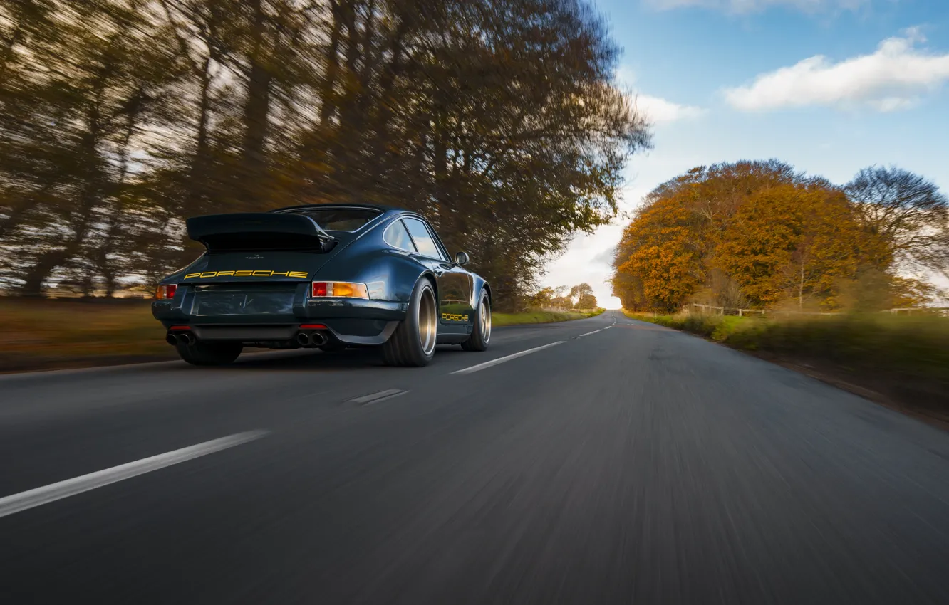 Фото обои car, 911, Porsche, road, 964, speed, rear view, Theon Design Porsche 911