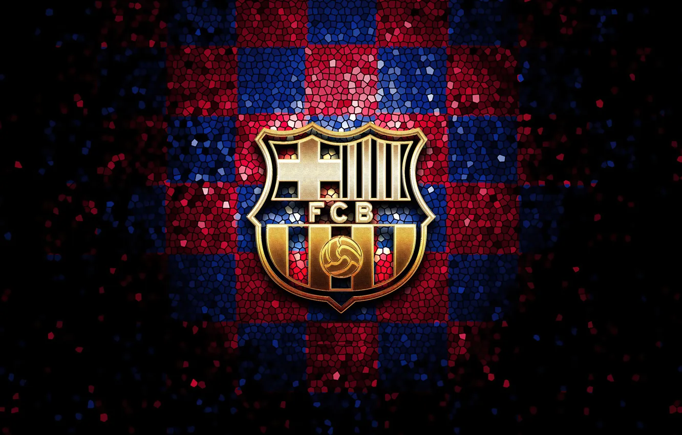 Фото обои Logo, Sports, FCB, FC Barcelona, Mosaic, Dark aesthetic