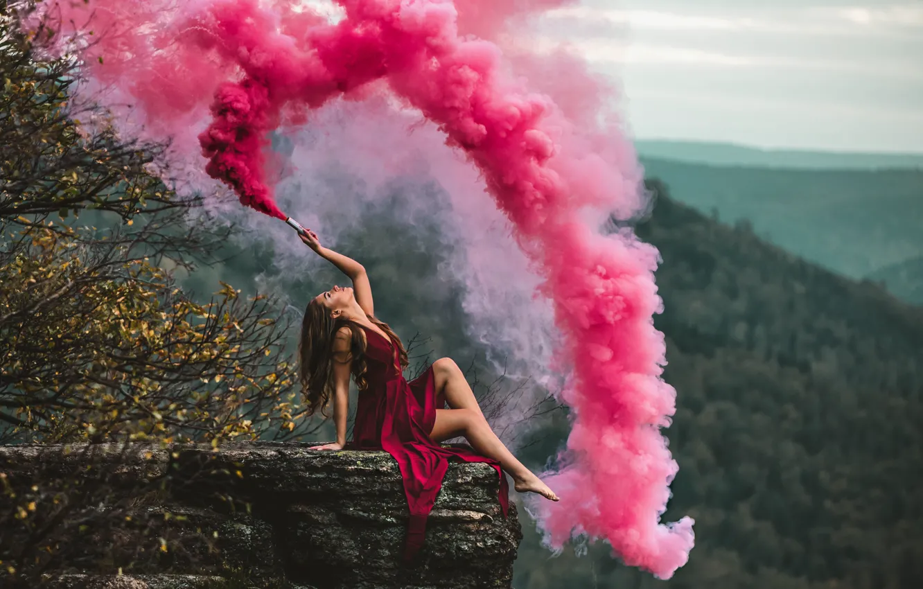 Фото обои девушка, дым, Anna