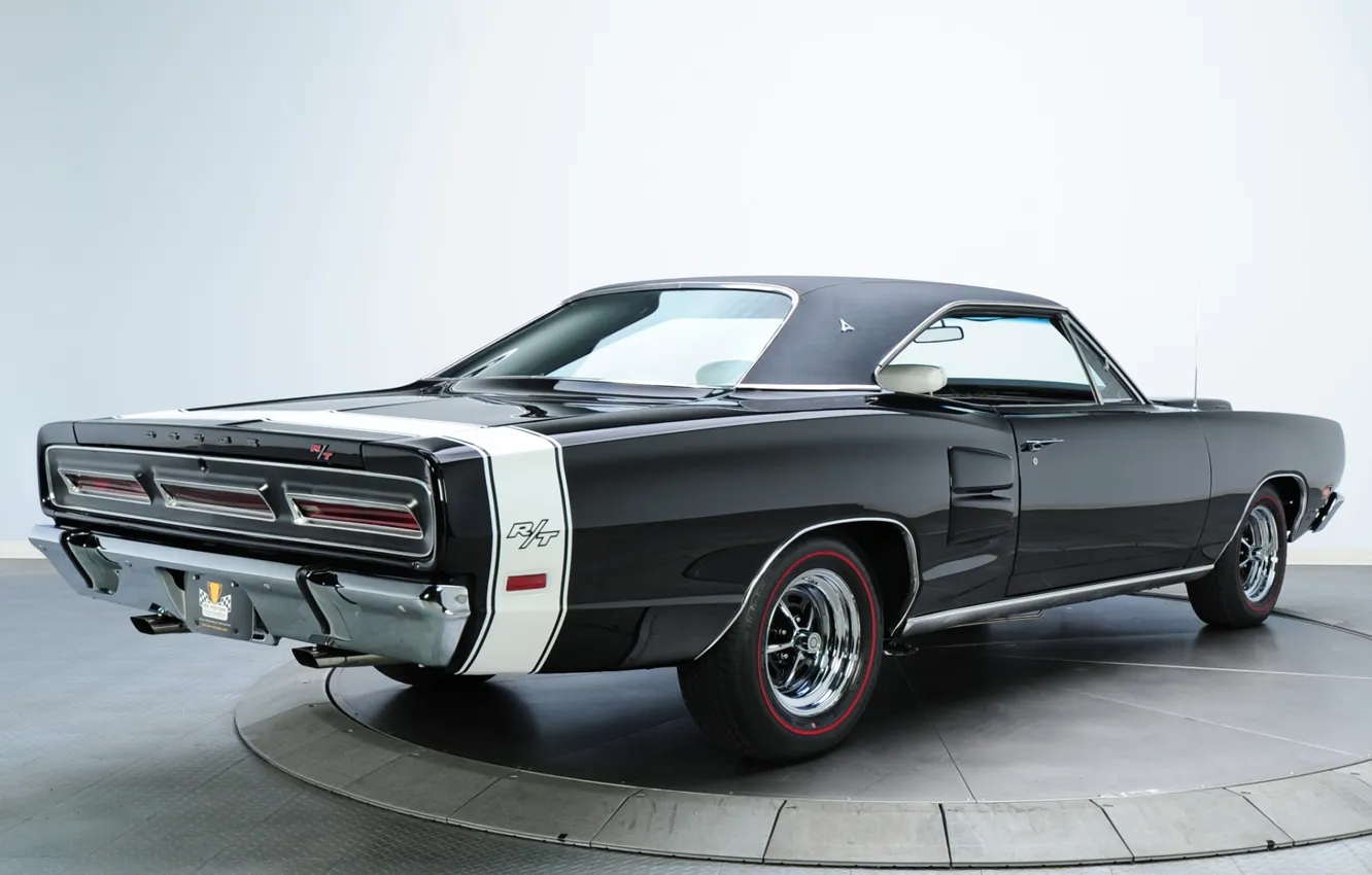 Фото обои фон, чёрный, Додж, 1969, Dodge, вид сзади, Coronet, Muscle car