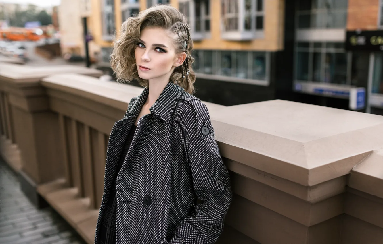 Фото обои модель, пальто, боке, Milena, Игорь Кондуков