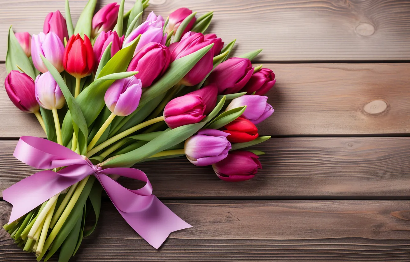 Фото обои цветы, букет, colorful, тюльпаны, wood, flowers, tulips, spring