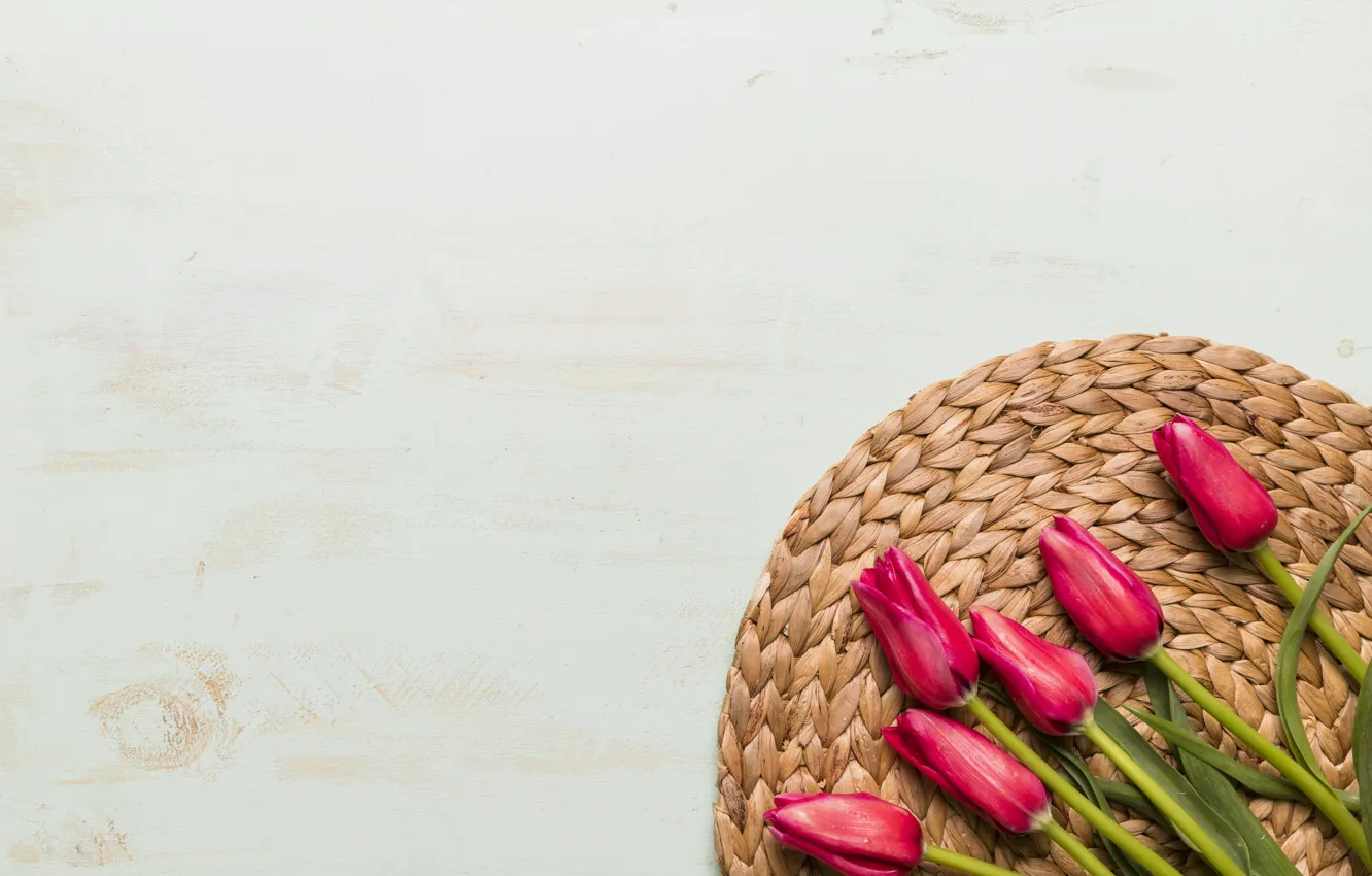 Фото обои цветы, букет, тюльпаны, красные, red, wood, flowers, tulips