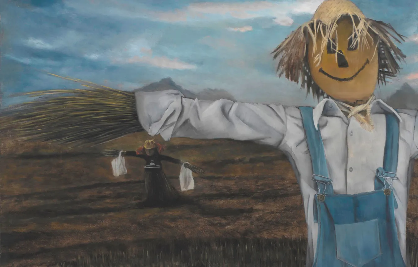 Фото обои картина, норвежский художник, Christer Karlstad, Scarecrows