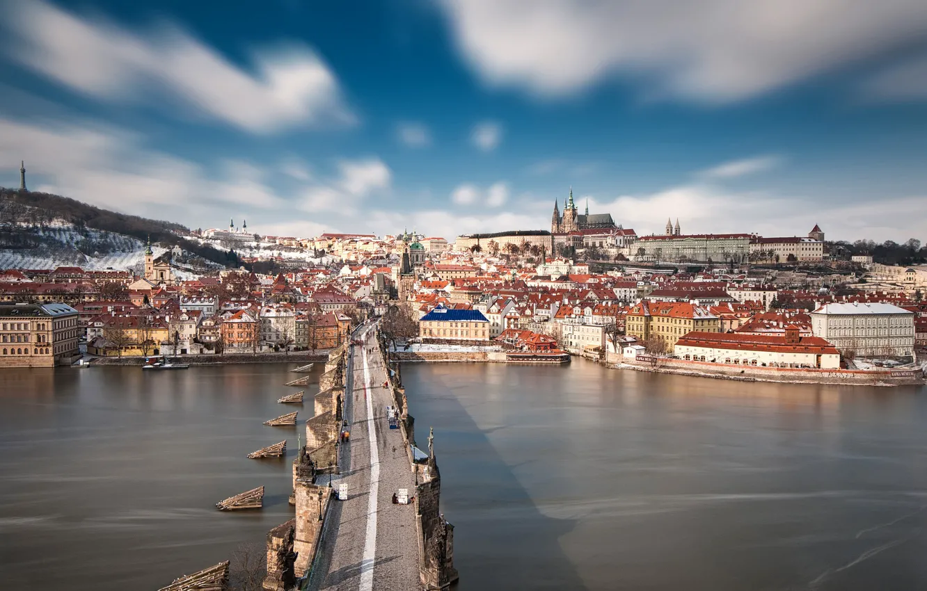 Фото обои Prague, cityscape, Czech Republic, Charles Bridge, Stone Bridge, Vltava river, Prague Bridge, Peter Parler
