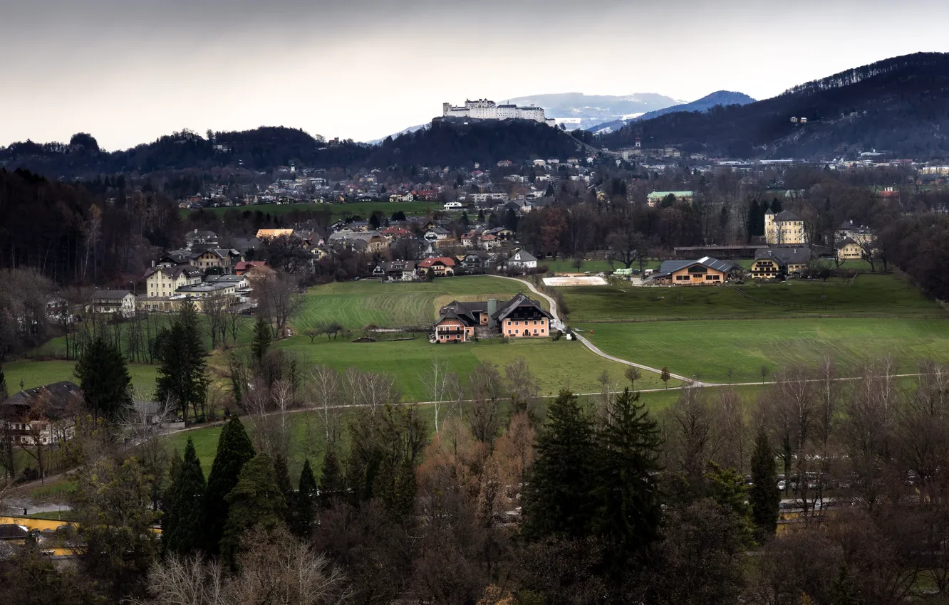 Фото обои Австрия, Панорама, Austria, Salzburg, Зальцбург, Panorama