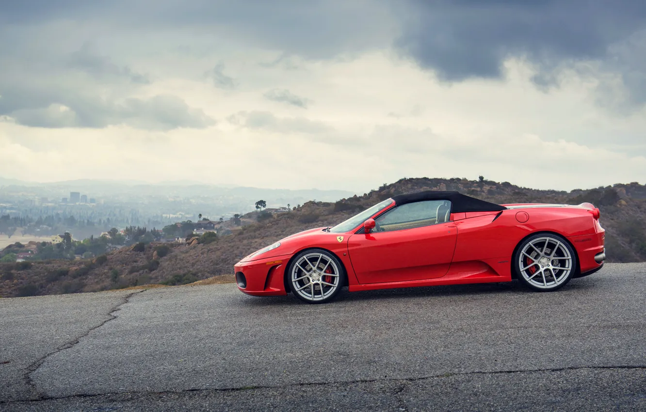 Фото обои Ferrari, суперкар, red, side, феррари, спайдер, ф-430, Spider