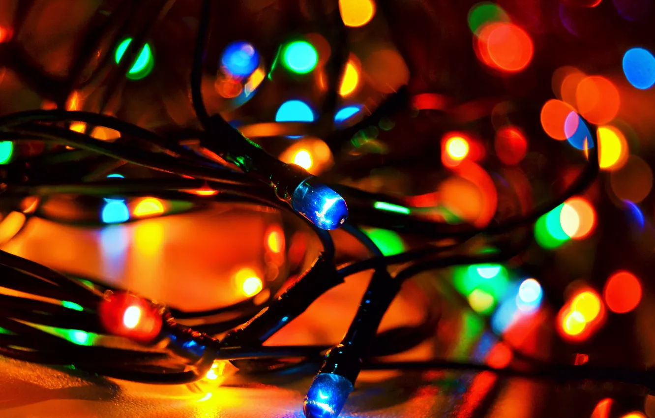 Фото обои Новый Год, Рождество, гирлянда, лампочки, New Year, decoration