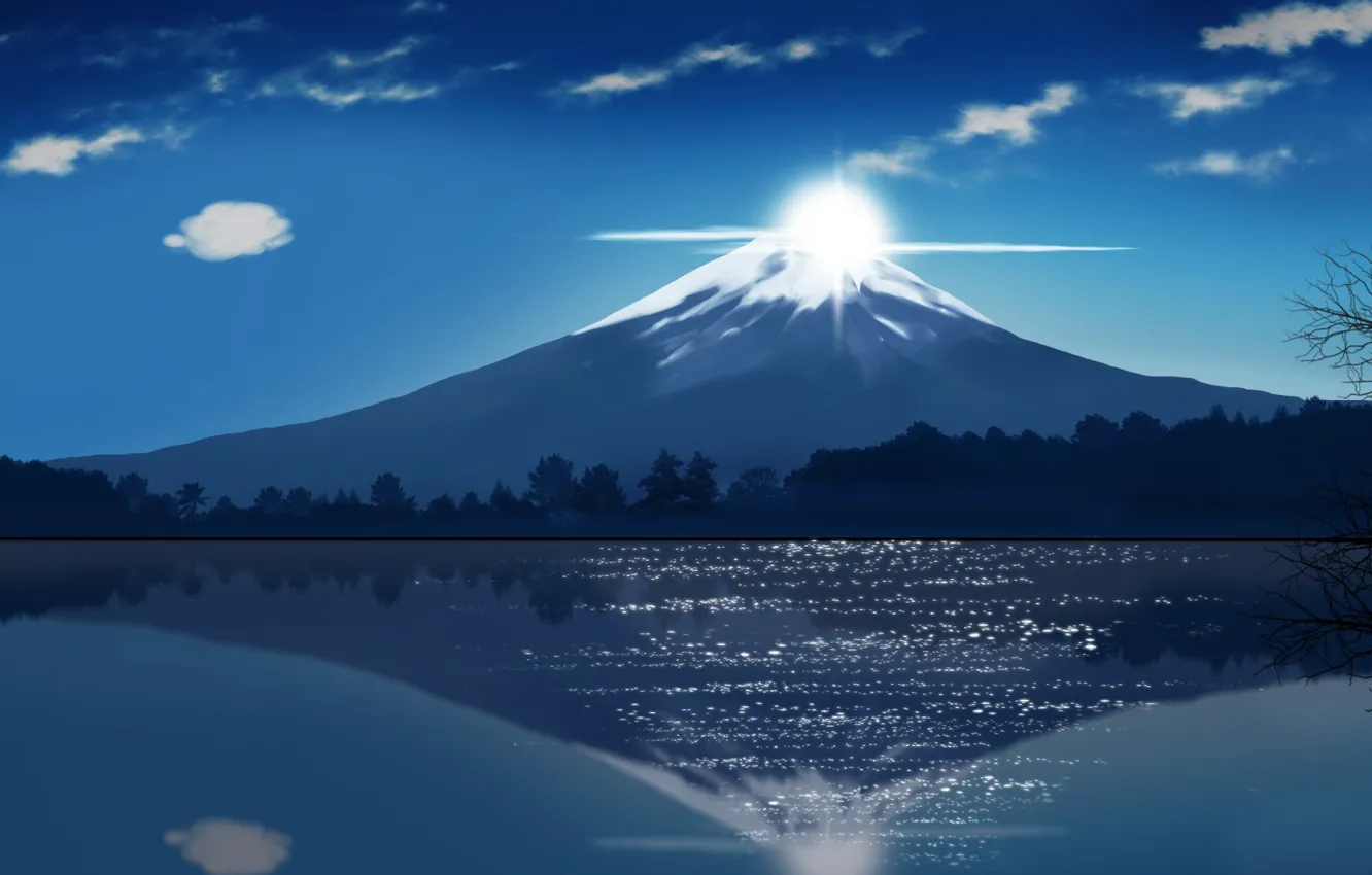 Фото обои Japan, sky, cloud, lake, asian, oriental, asiatic, Fuji