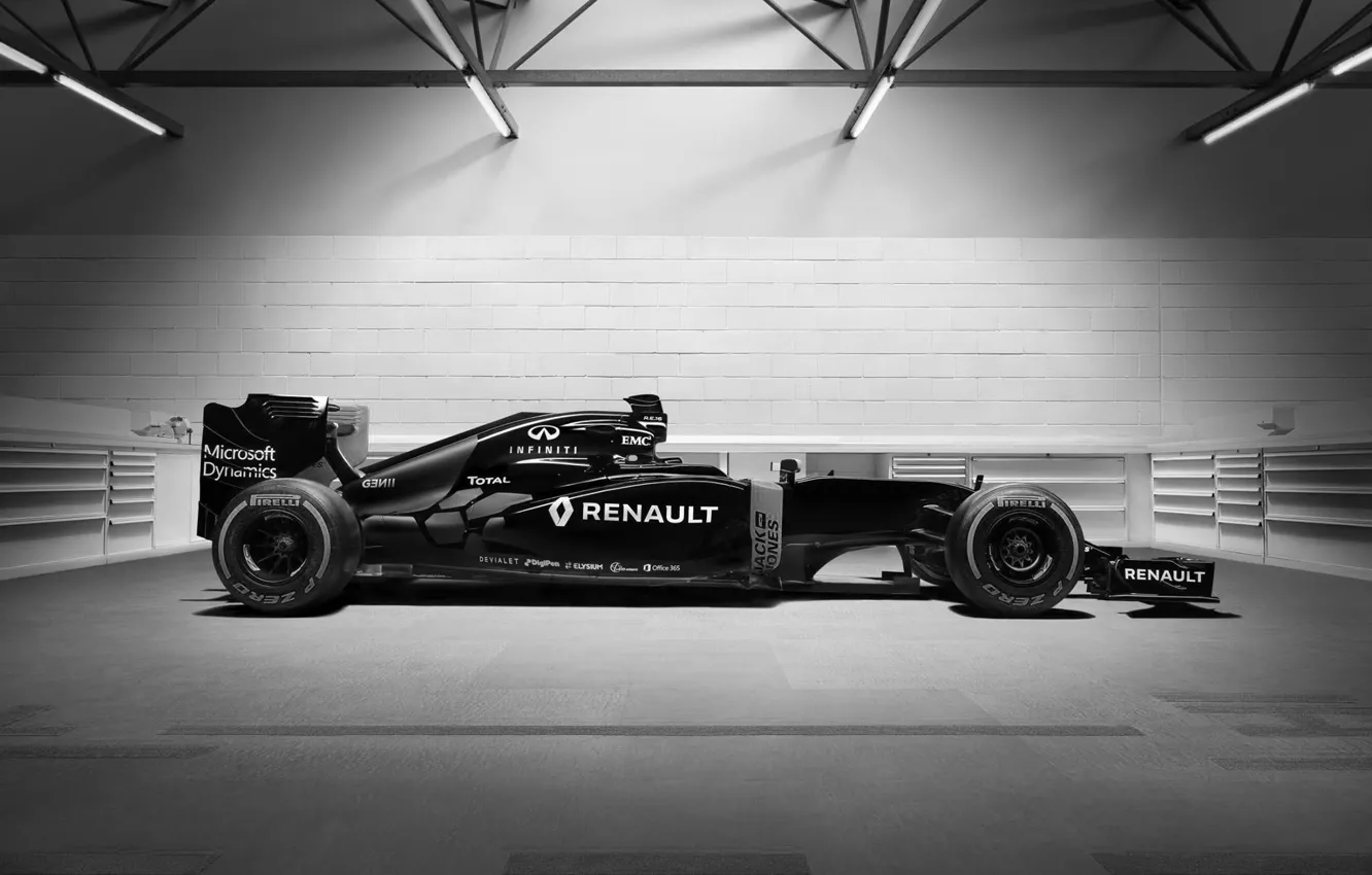 Фото обои Профиль, Рено, Чёрно-белое, Team, REnault