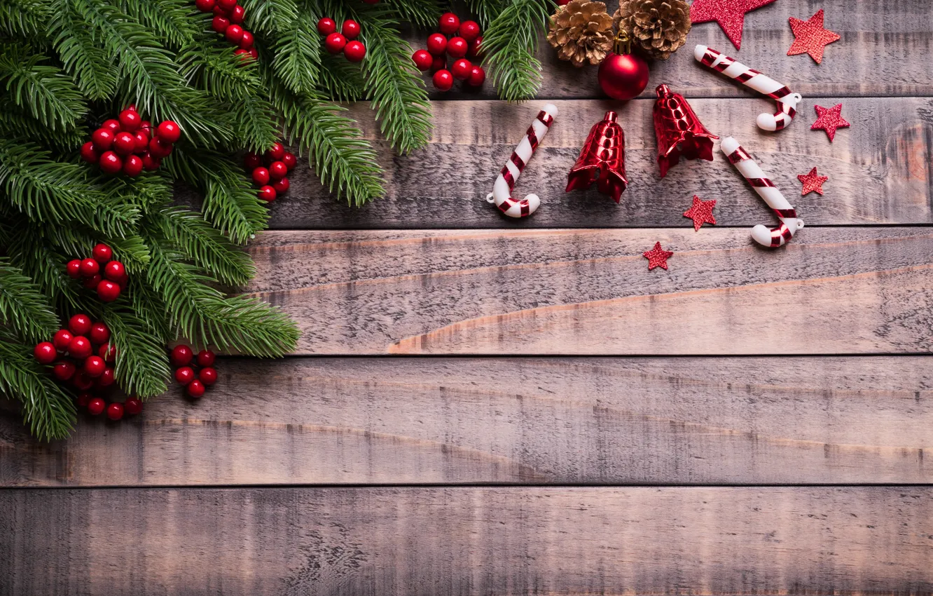 Фото обои украшения, ягоды, Рождество, Новый год, christmas, new year, wood, merry