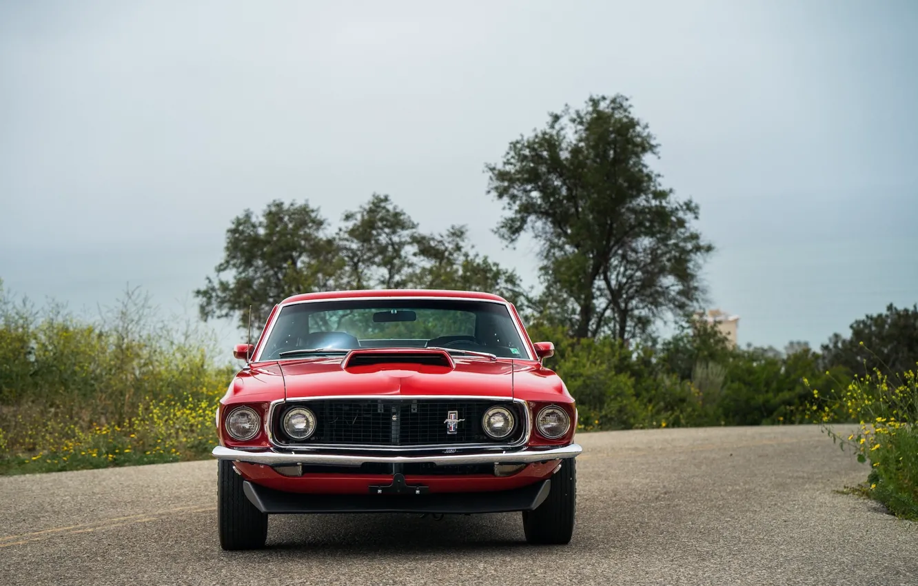 Фото обои Mustang, Ford, Muscle, 1969, Red, Car, Classic, Musclecar