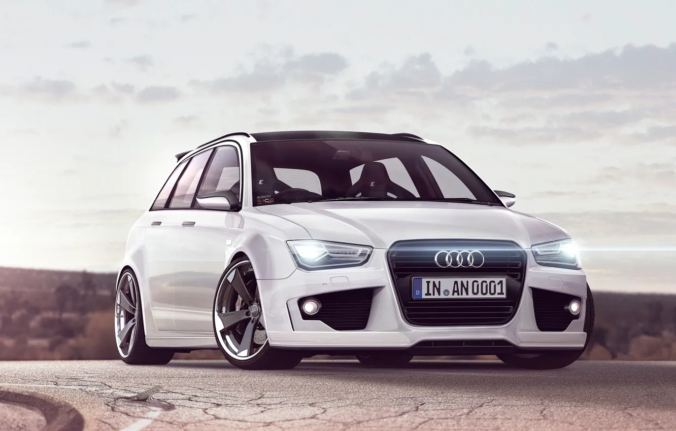 Фото обои Audi, белая, универсал, RS4, Avant