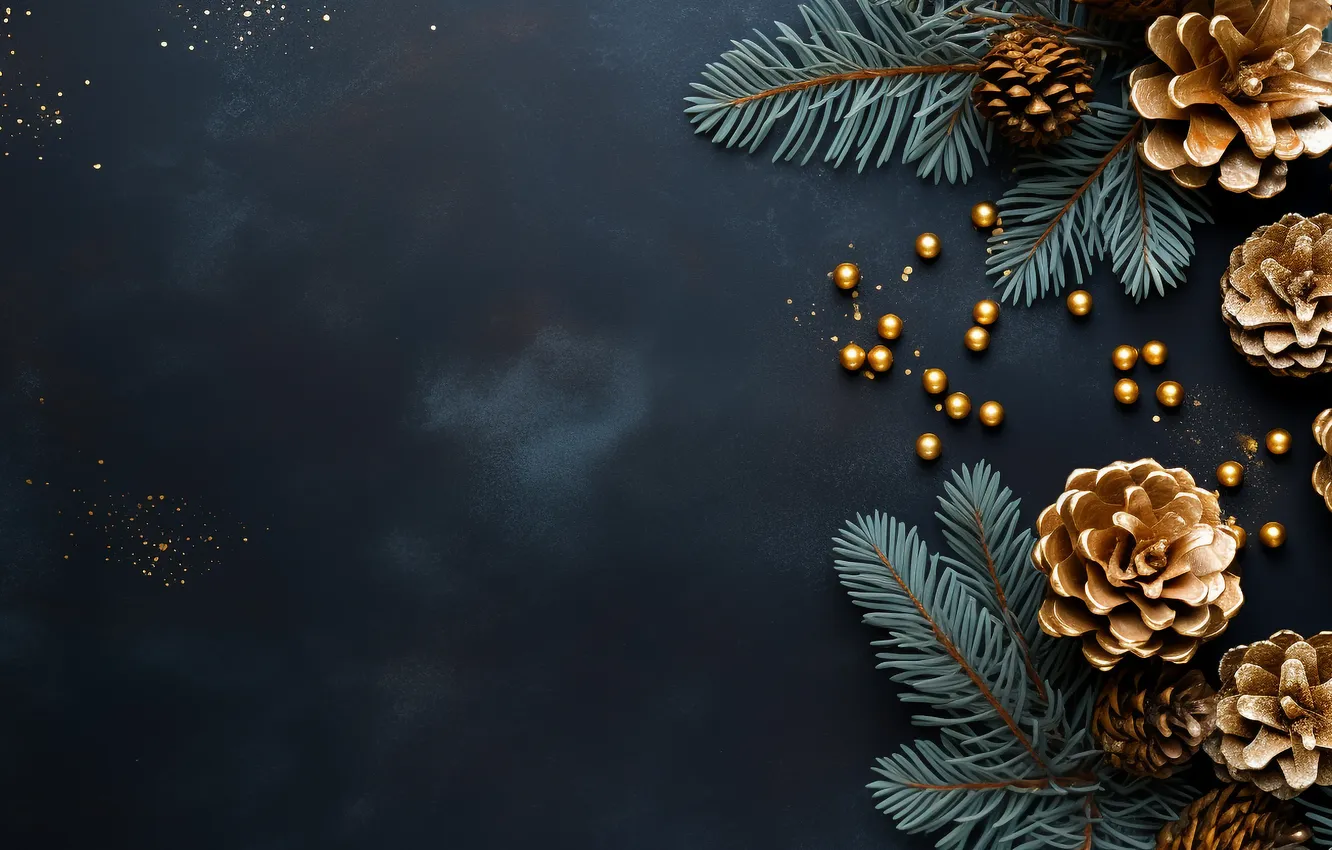 Фото обои украшения, фон, Рождество, Новый год, golden, new year, Christmas, background
