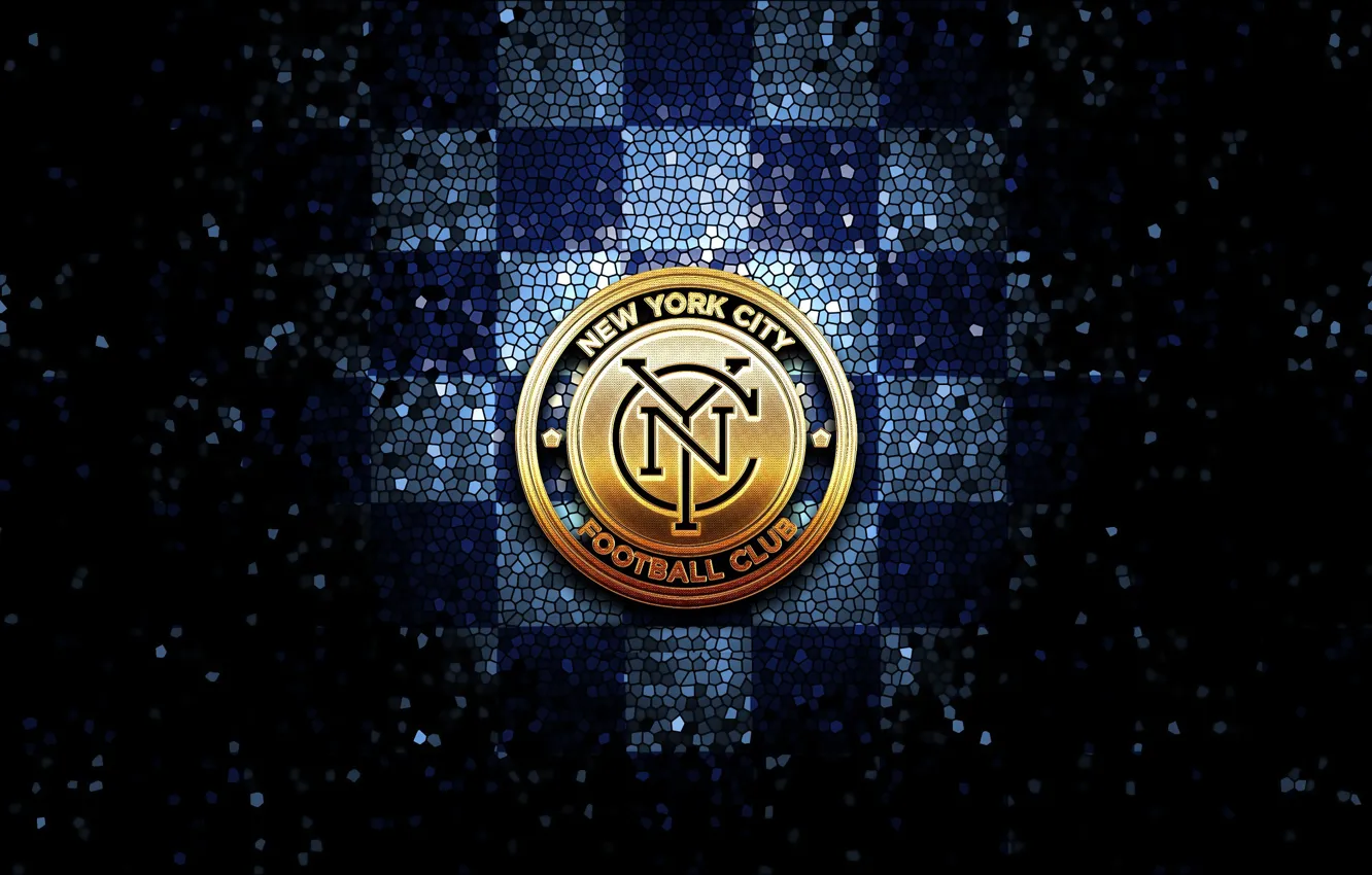Фото обои wallpaper, sport, logo, New York City, football, glitter, checkered, MLS