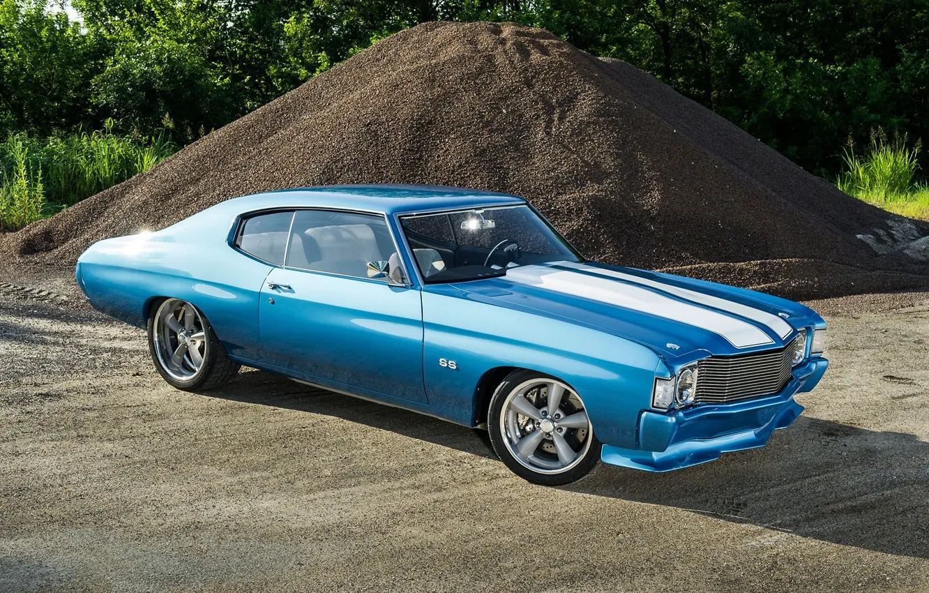 Фото обои Chevrolet, Blue, Coupe, Chevelle, Muscle car, Supercharged, Vehicle