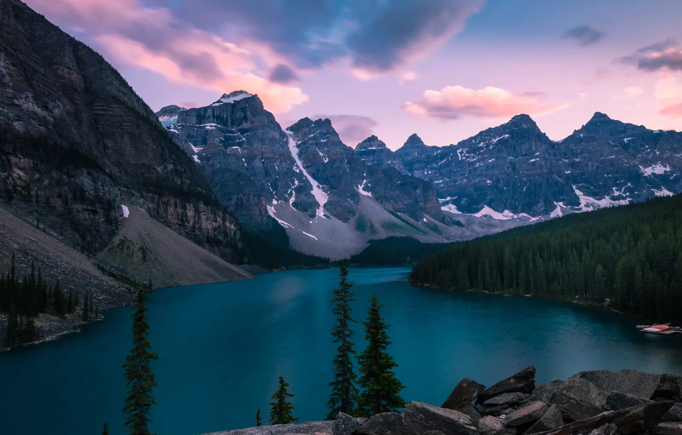 Фото обои лес, горы, парк, Канада, Banff National park, Озеро Moraine, фотограф David Dai