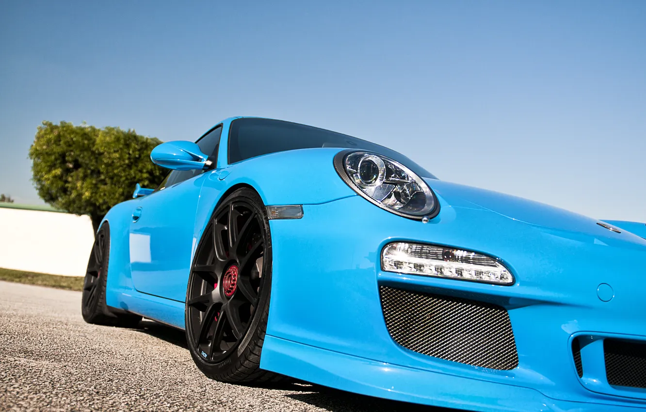 Фото обои Blue, cars, auto, supercars, обои авто, cars wall, Porshe GT3 RS