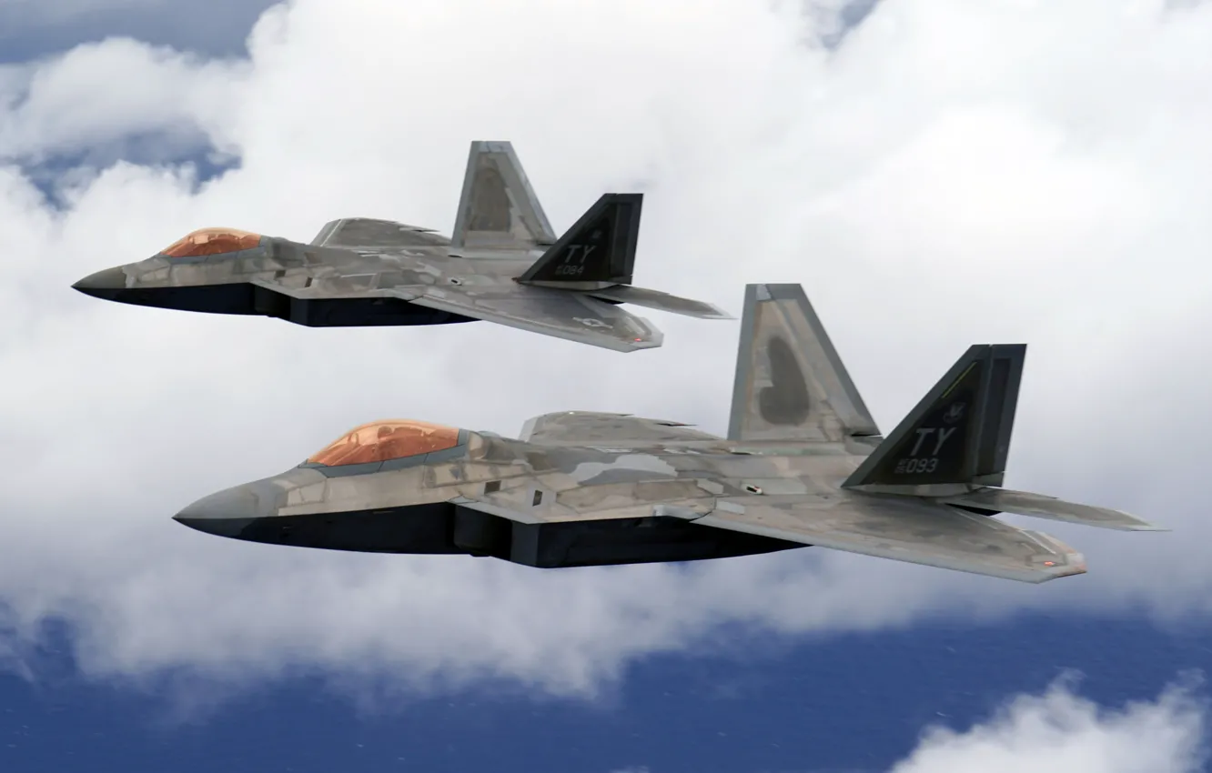 Фото обои малозаметный, многоцелевой истребитель пятого поколения, Lockheed/Boeing F-22 Raptor