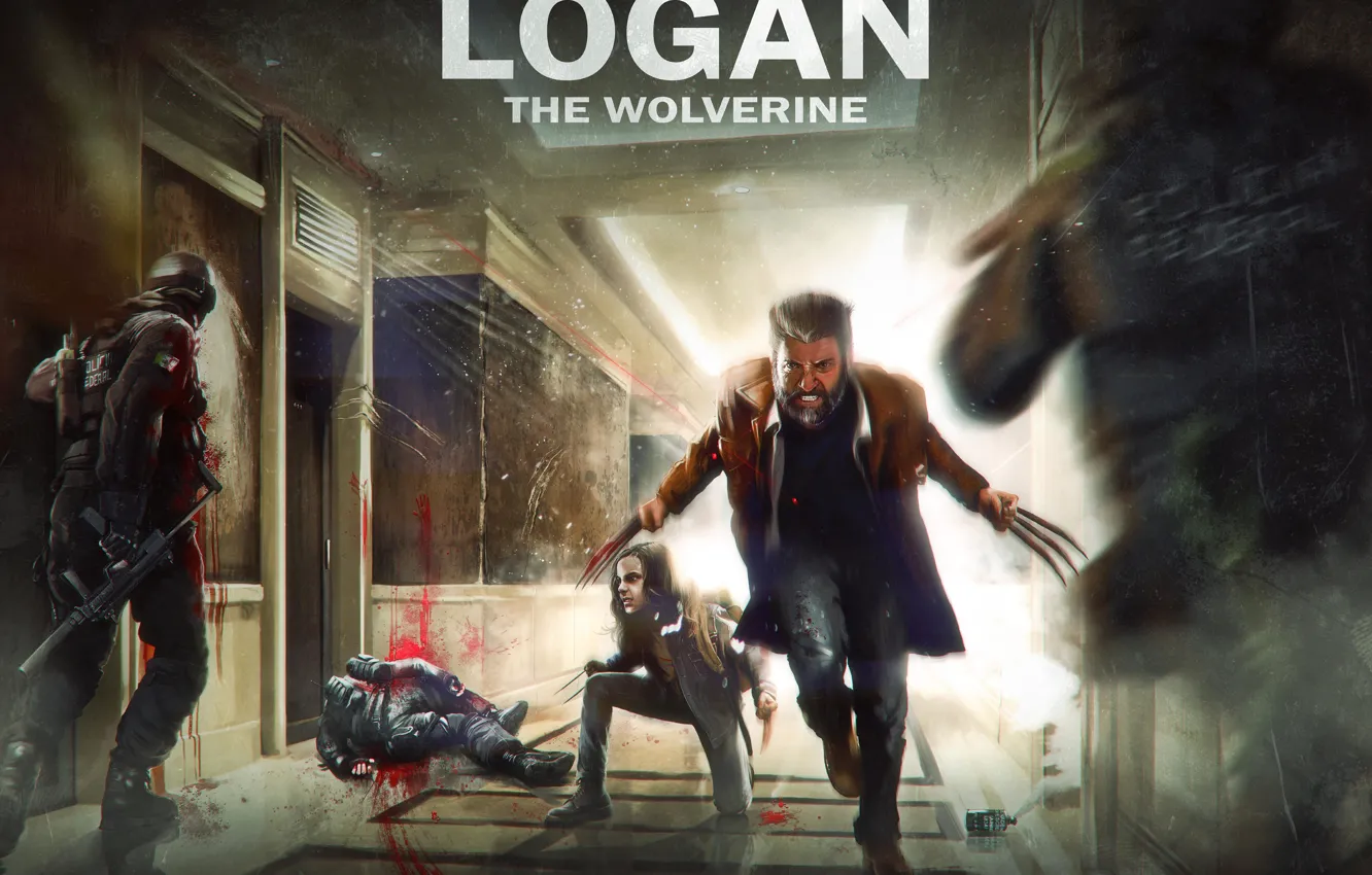 Фото обои Wolverine, Hugh Jackman, X-Men, Logan, Dafne Keen