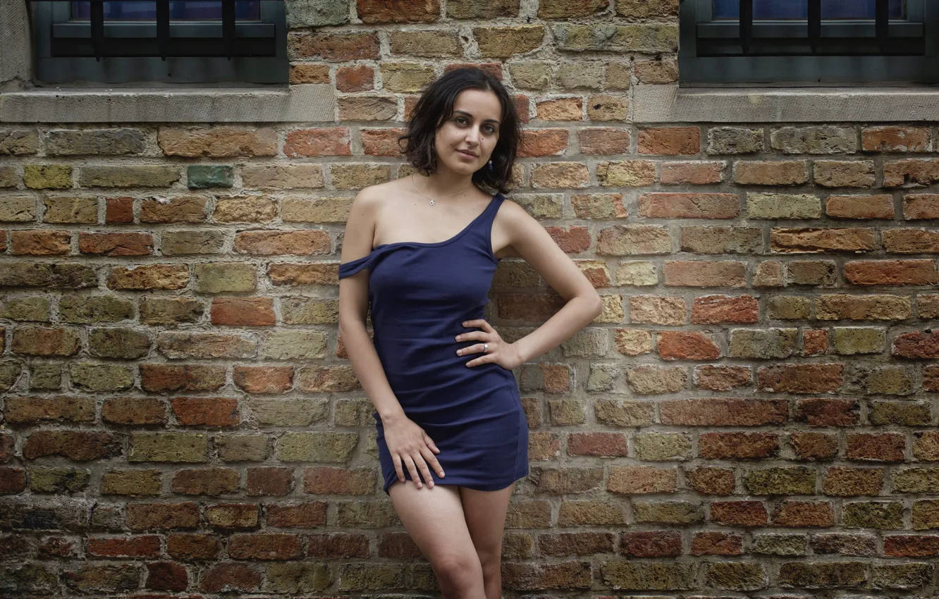 Фото обои взгляд, лицо, стена, платье