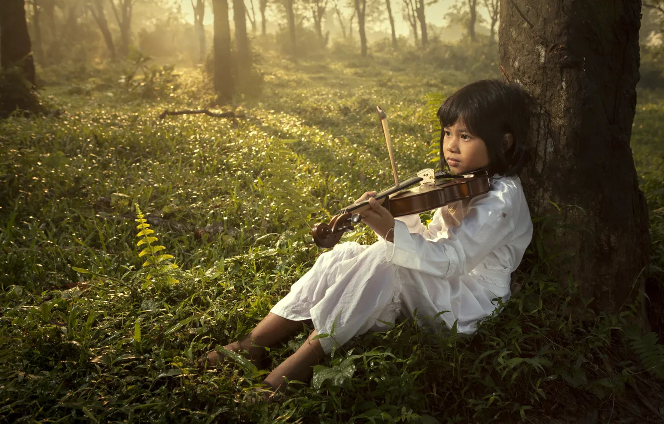 Фото обои музыка, child, violin