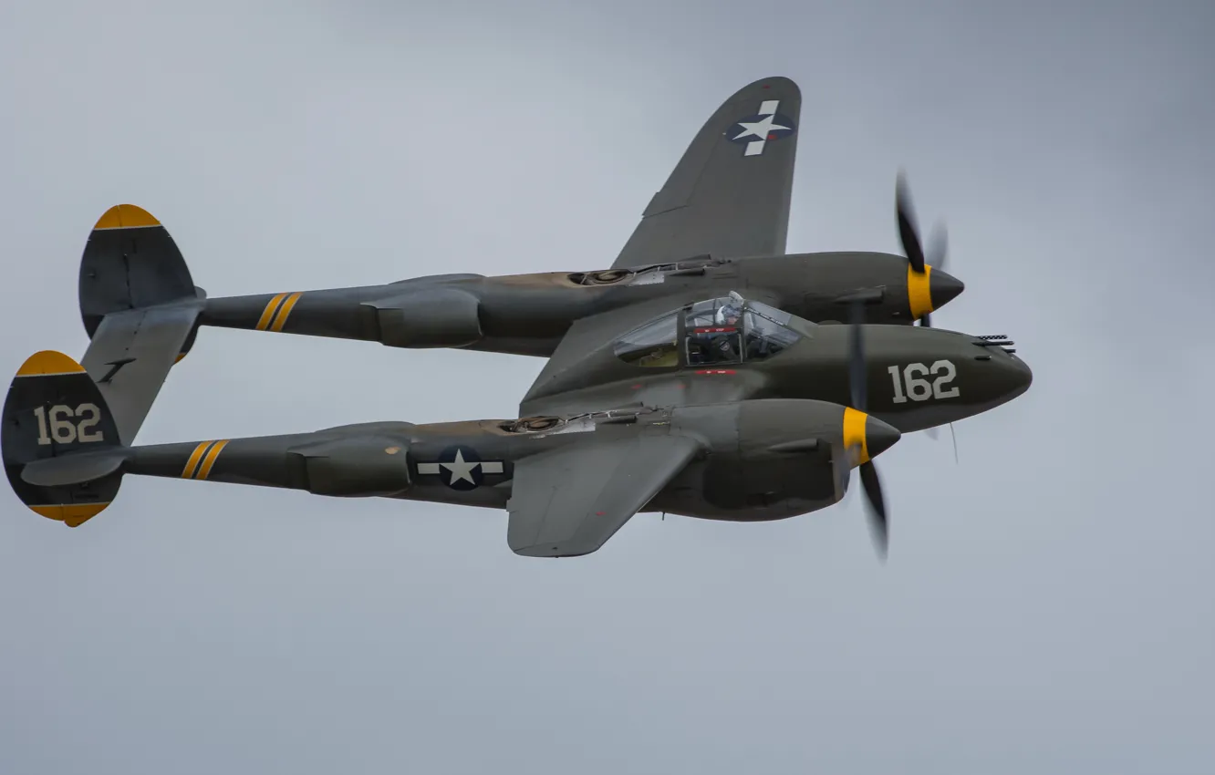 Фото обои полет, истребитель, Lightning, P-38