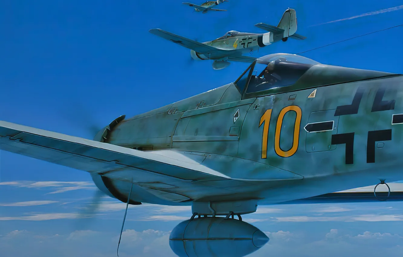 Фото обои war, art, airplane, ww2, fw-190