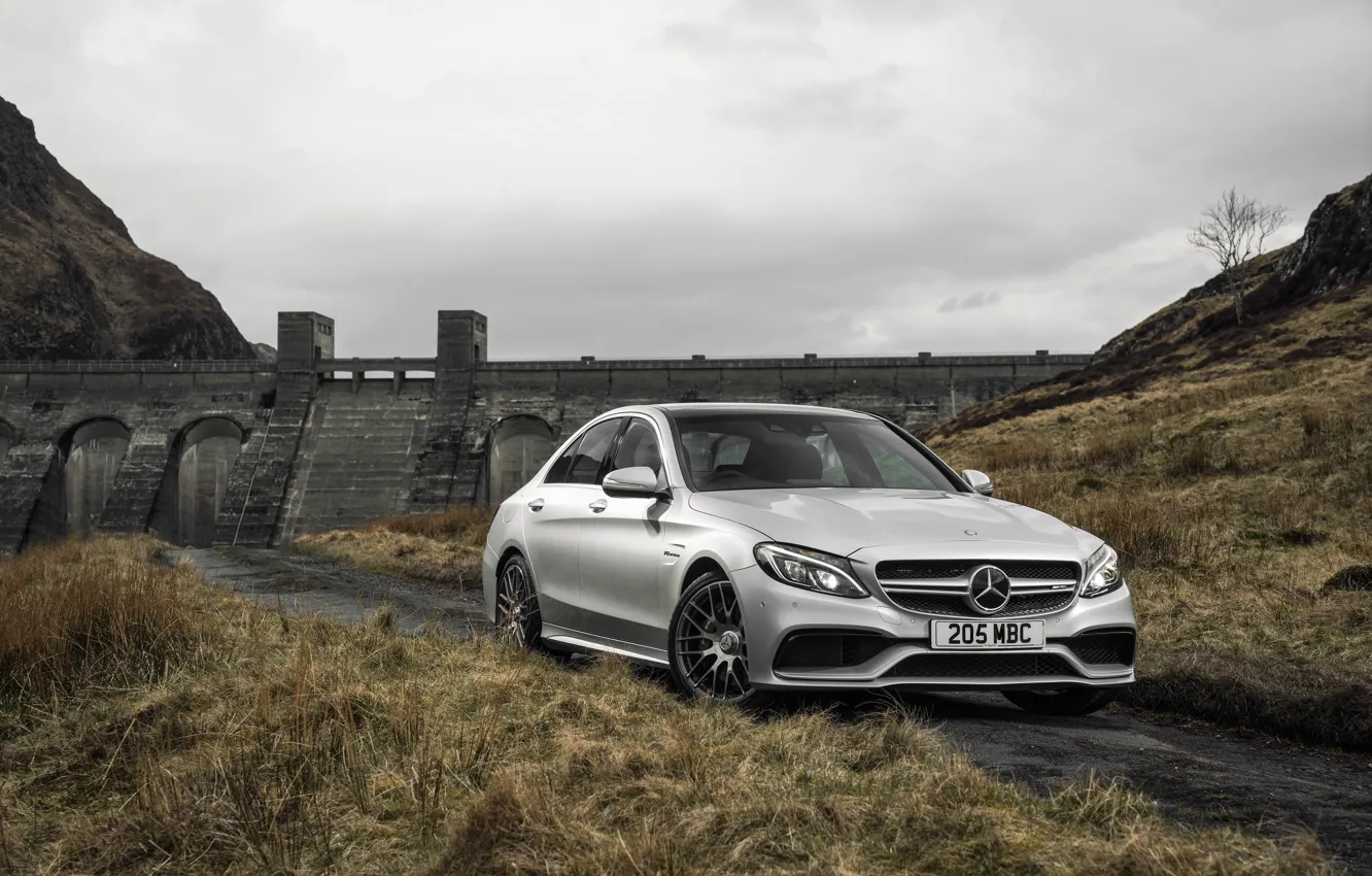 Фото обои Mercedes, мерседес, AMG, амг, UK-spec, 2015, W205, C 63 S